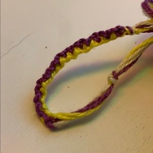 Purple and yellow adjustable bracelet